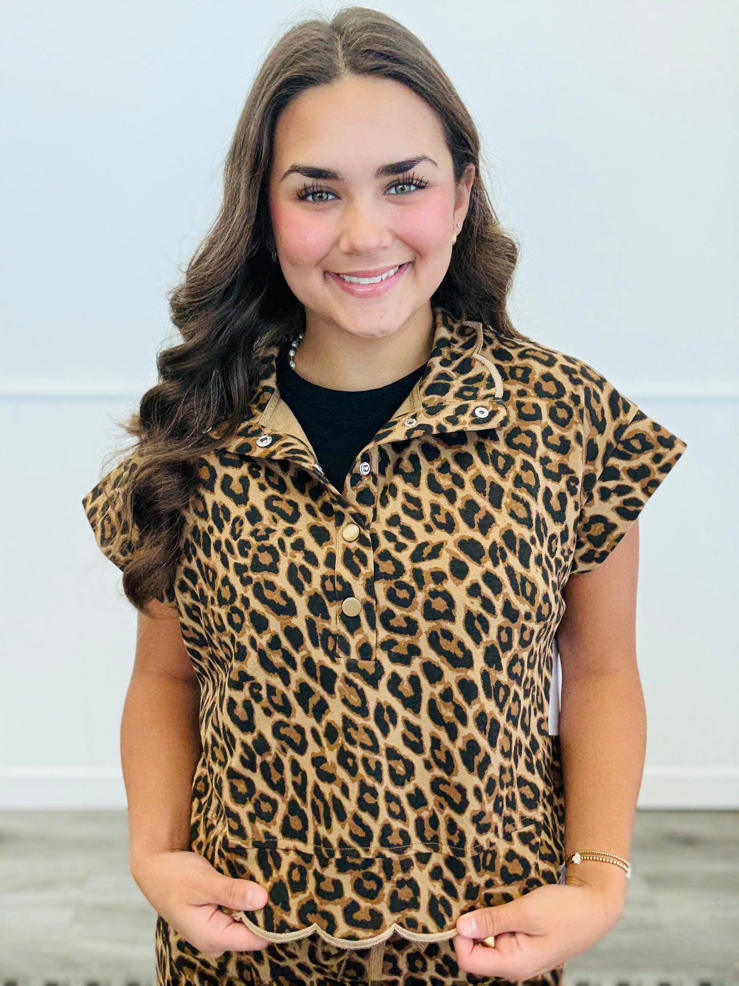 Animal Attraction Scalloped Trim Blouse (Reg.)
