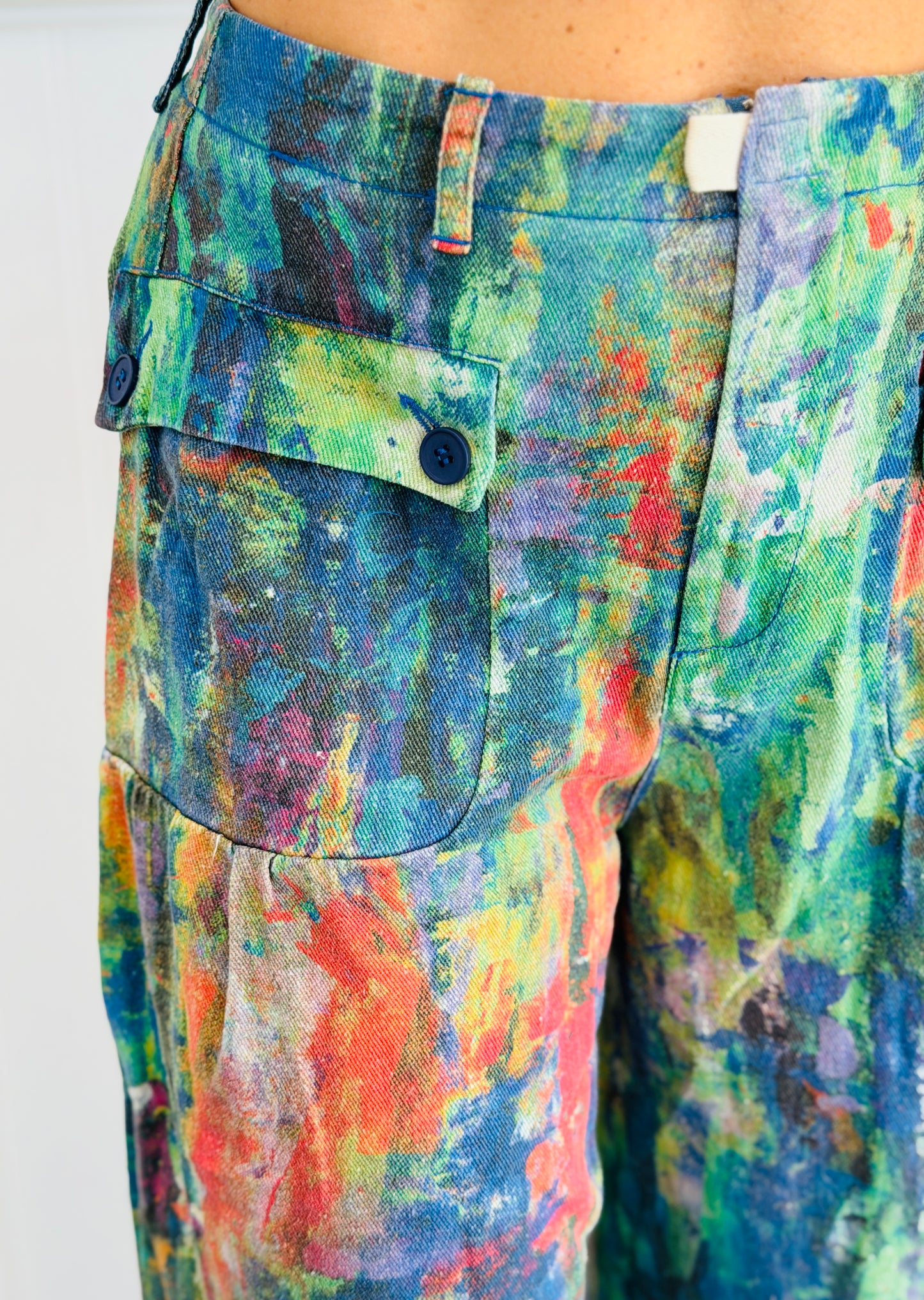 Lime Green Cobalt Artistic Print Pants (Reg & Plus)