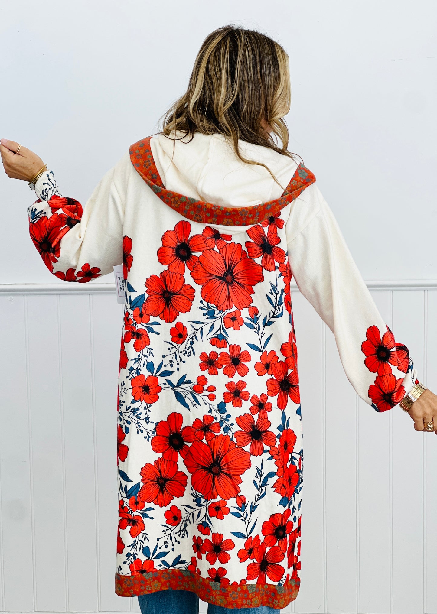 POL Cream Floral Print Hooded Long Cardigan (Reg.)