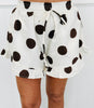 Brown Polka Dot Ruffle Hem Shorts (Reg.)