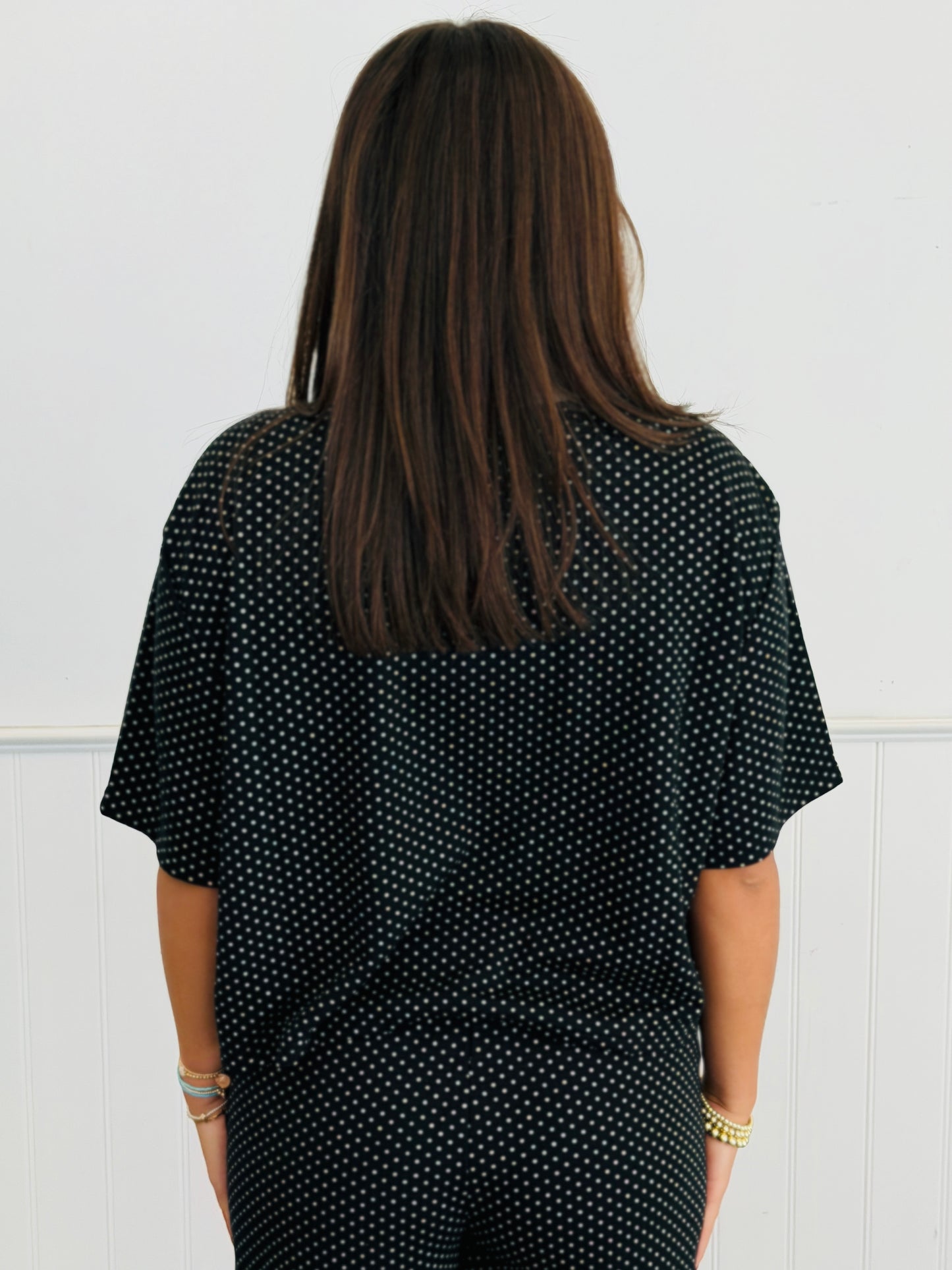 Black Polka Dot Top & Crop Pants Set (Reg.)