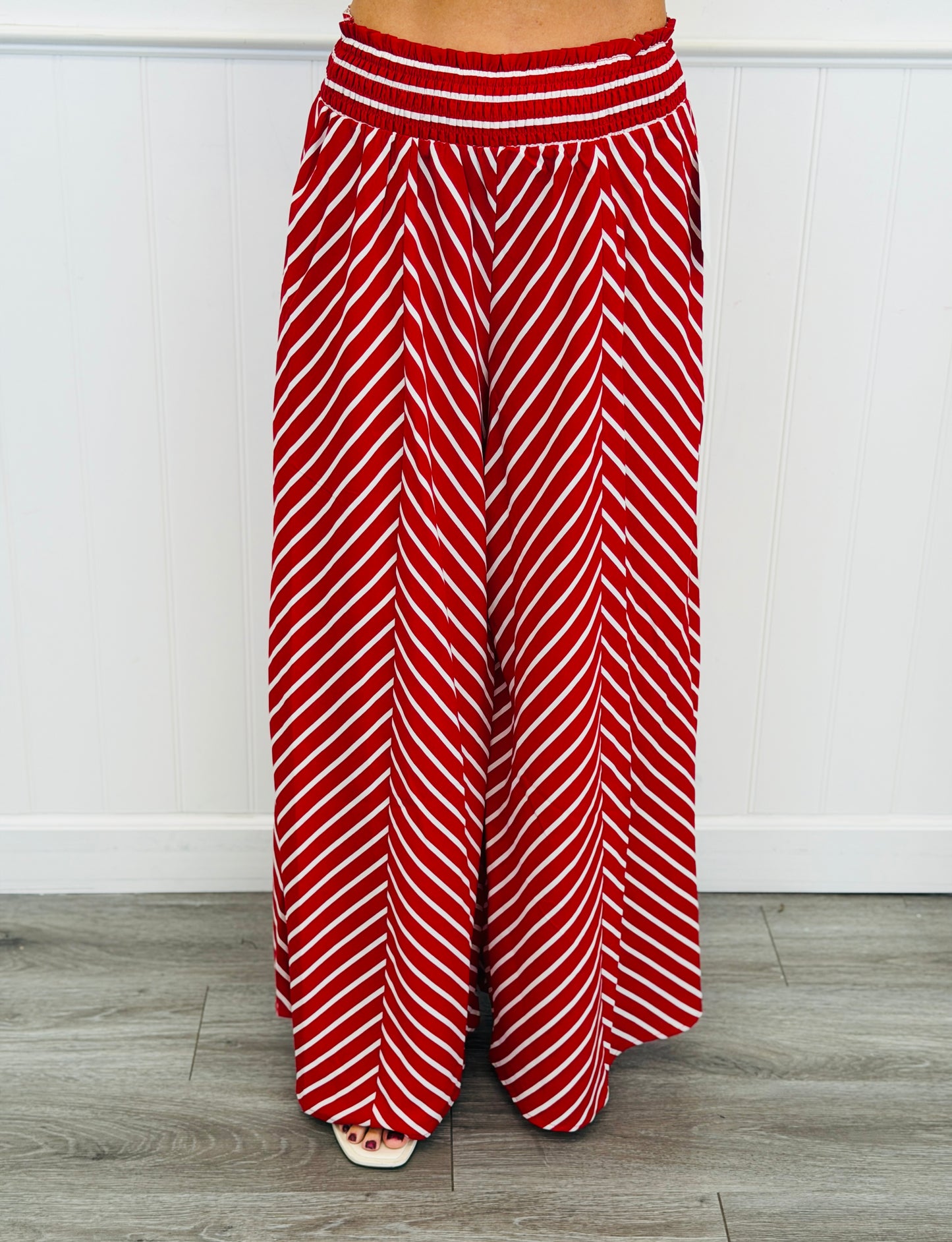 Red/White Chevron Striped Palazzo Pants (Reg & Plus)