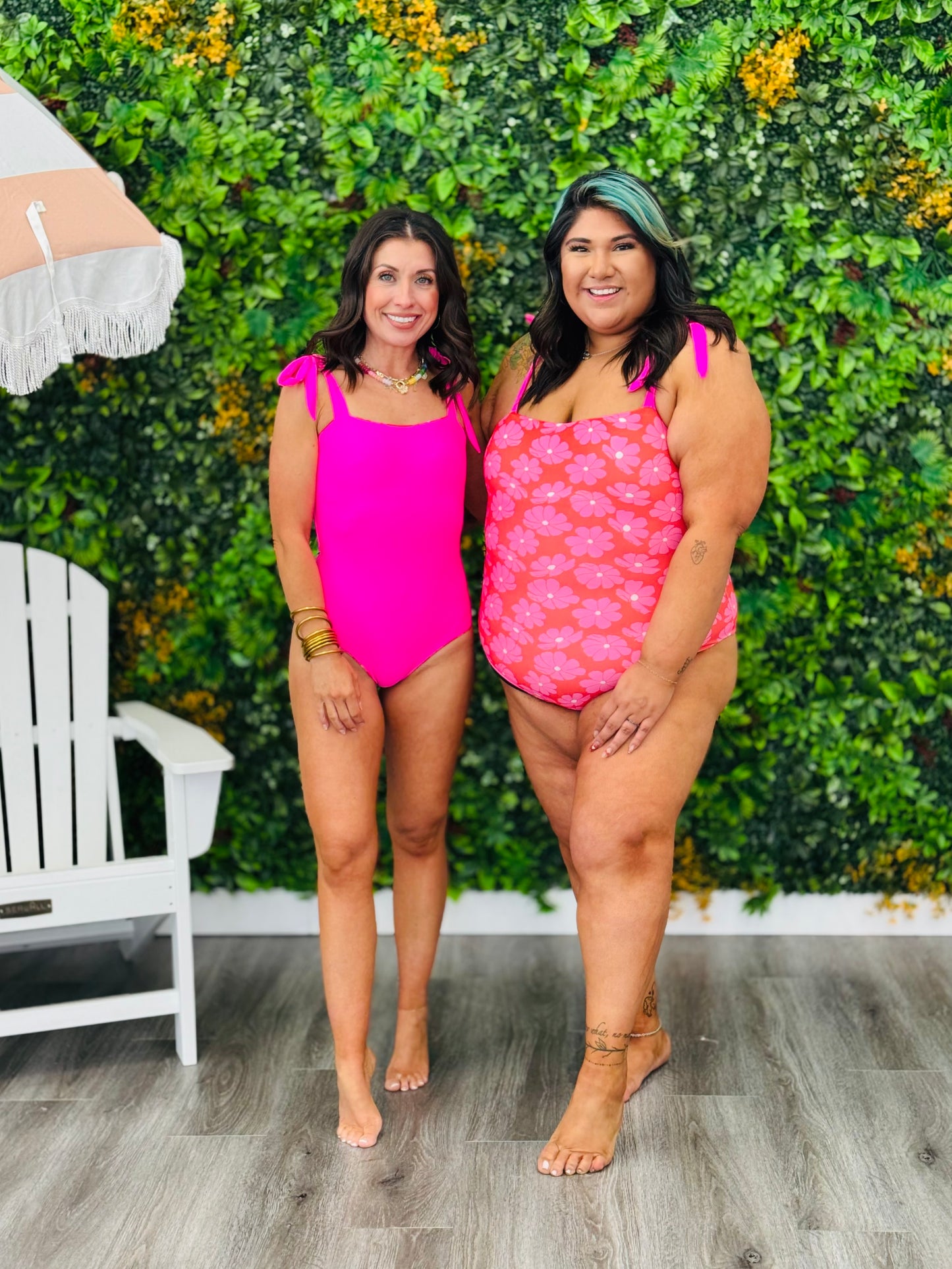 Pink Floral Reversible One Piece Swimsuit (Reg. & Plus)