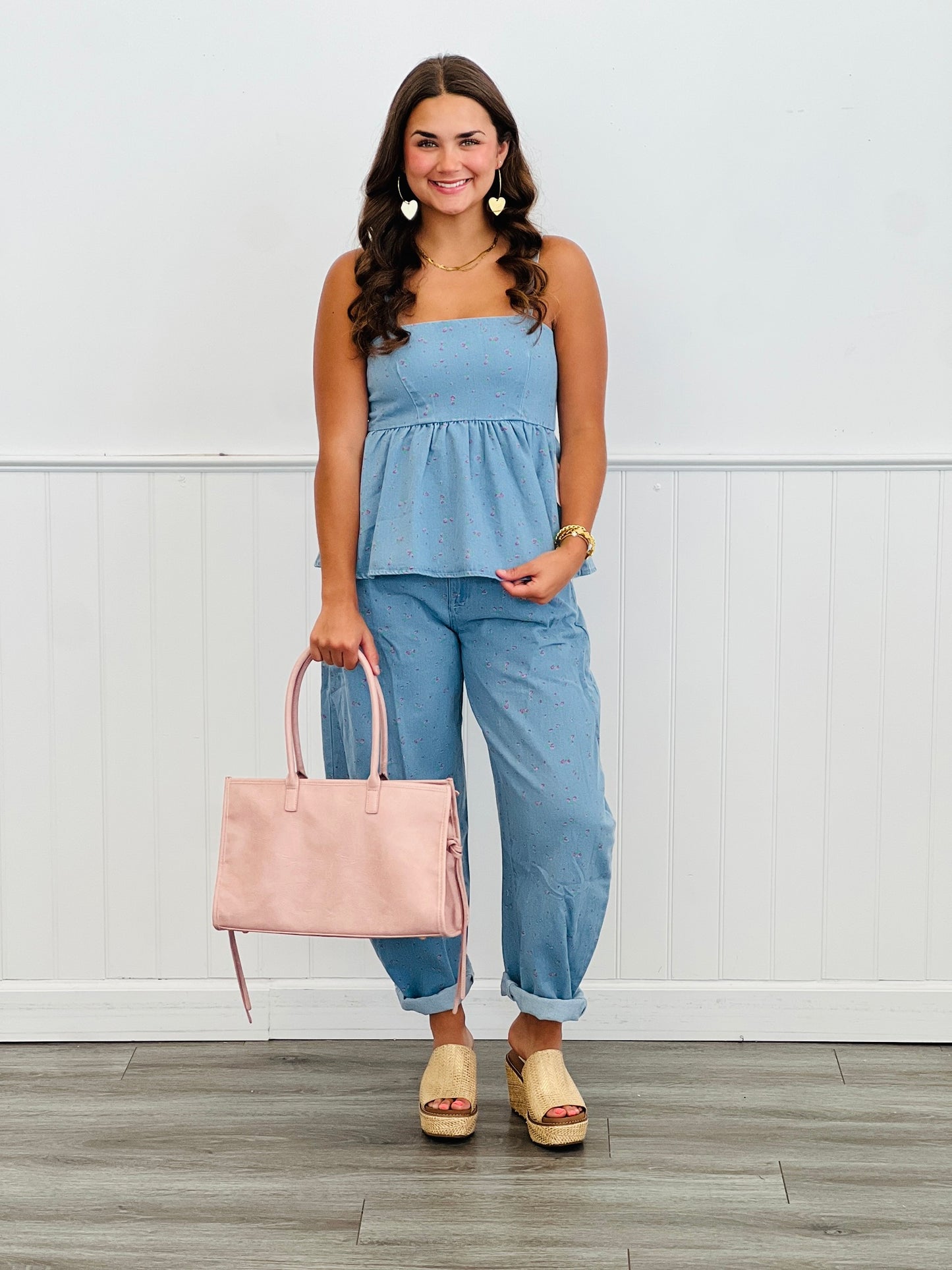 Light Denim Print Cami Top (Reg & Plus)