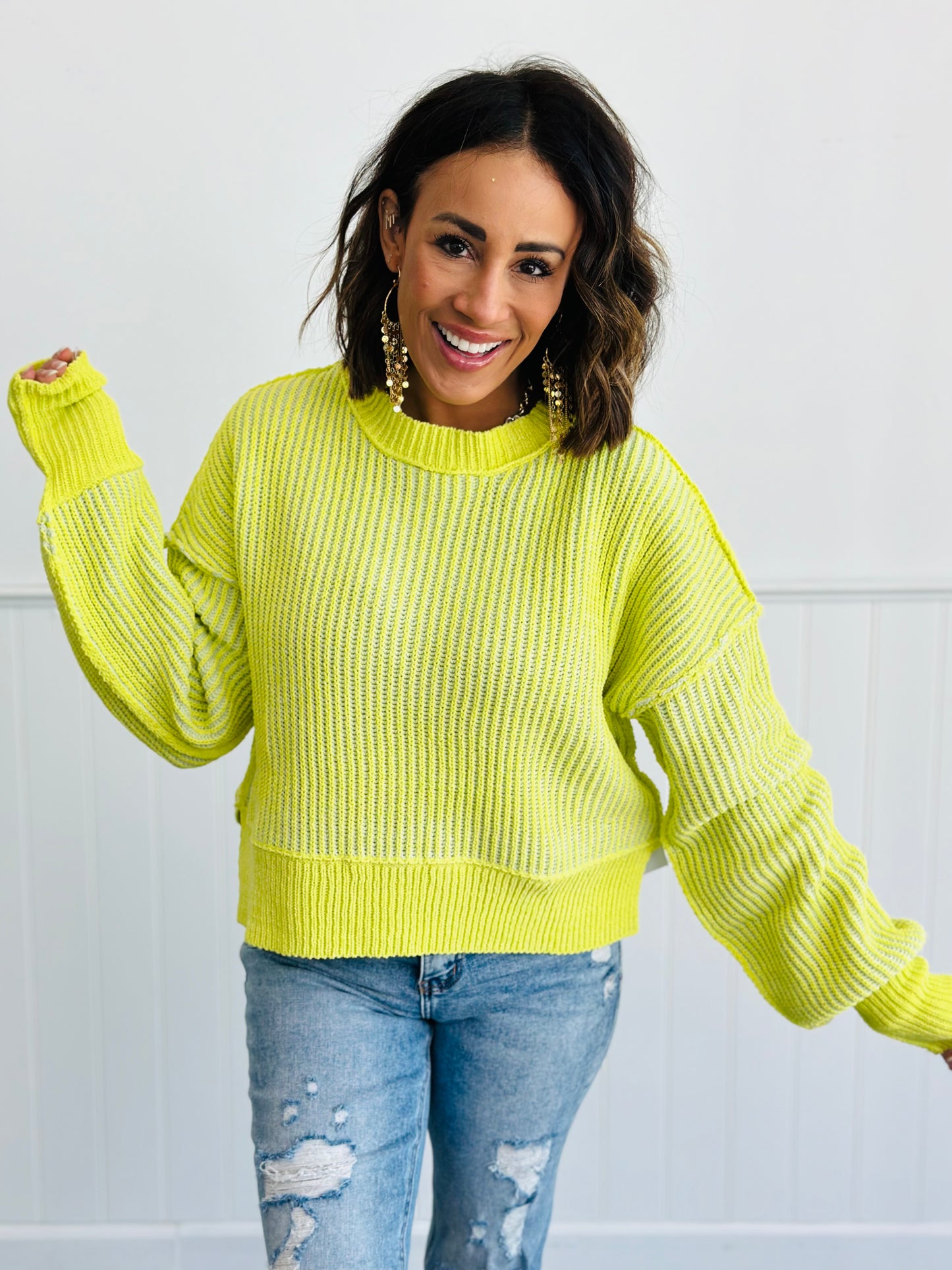 Two Tone Mono Stripe Sweater (Reg)-4 Colors