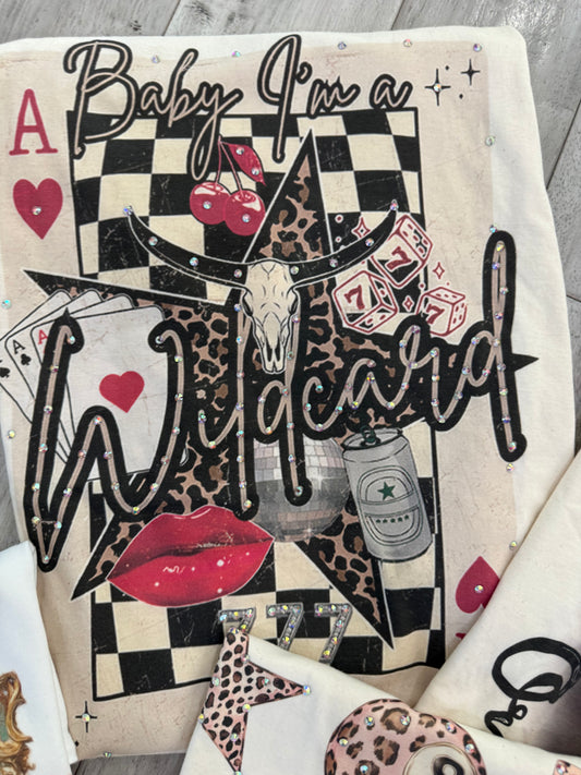 Baby I'm A Wildcard Rhinestone Graphic Tee (Reg. and Plus)