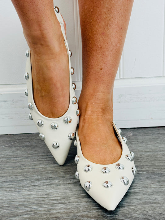 ShuShop Bone Studded Step Slingback Flats