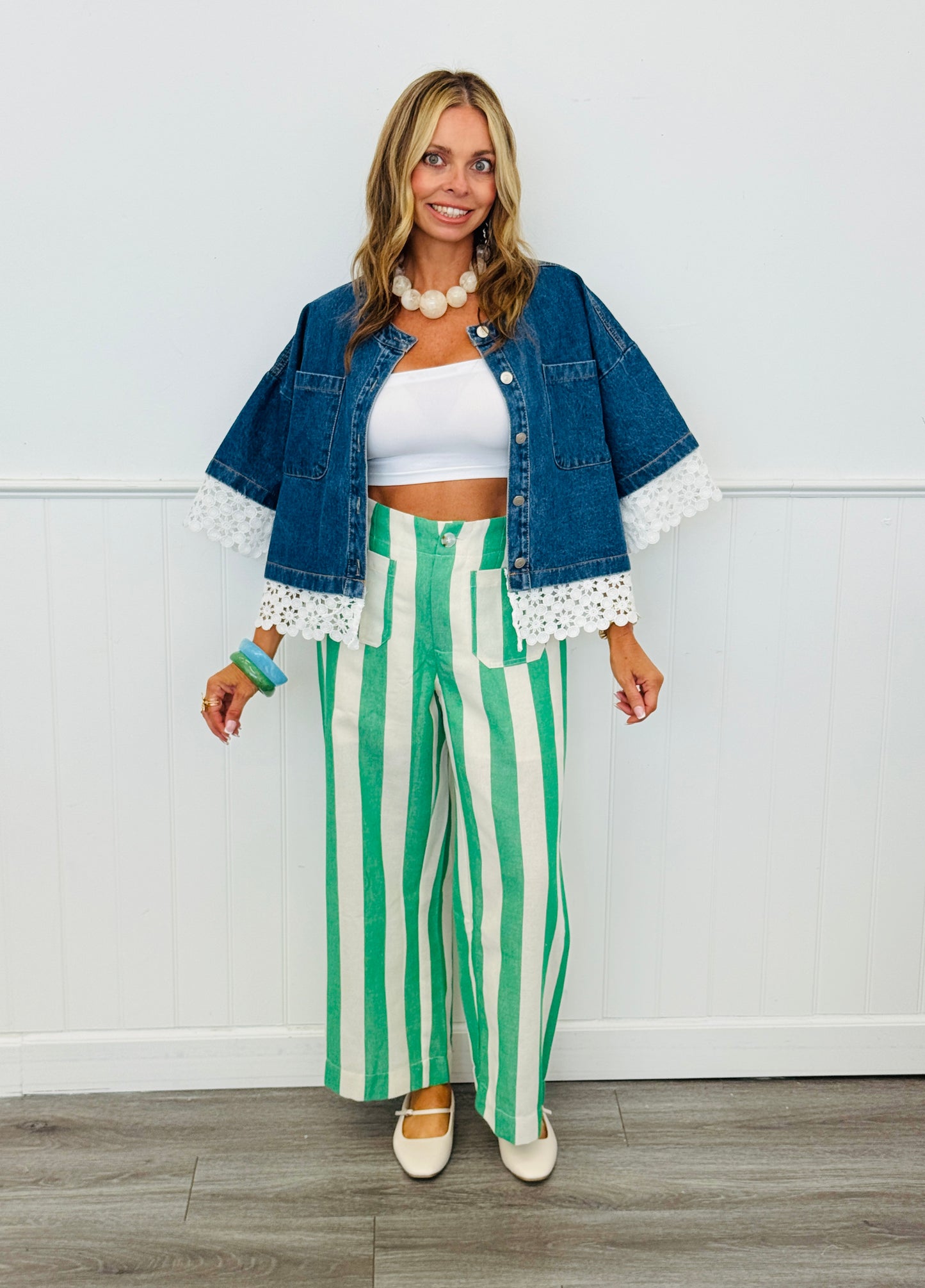 Denim Crochet Lace Trim Jacket (Reg.)