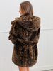 Dark Brown Leopard Faux Fur Hooded Coat (Reg & Plus)