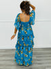 Jade Blue Floral Chiffon Maxi Dress (Reg & Plus)