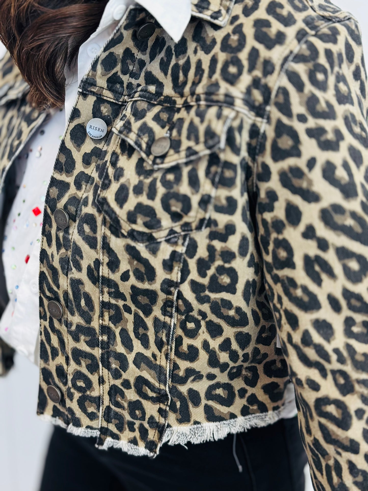 WR x Risen Leopard Print Super Soft Fray Hem Jacket (Reg & Plus)