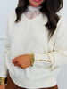 Ivory Floral Lace High Neck Sweater Top (Reg & Plus)