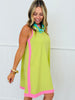 Lime Contrast Band Mini Dress (Reg.)