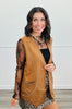 Camel Faux Suede Studded Vest (Reg.)