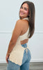 Beige Cut Out Back Halter Neck Top (Reg.)
