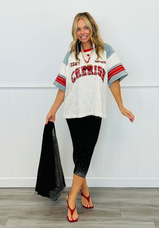 Black Rhinestone Capri Leggings (Reg. and Plus)