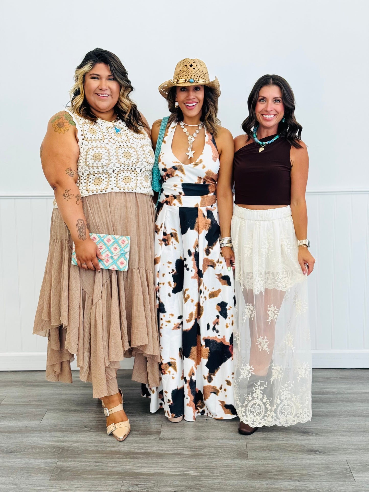 Black/Brown/White Cow Print Palazzo Pants (Reg.)