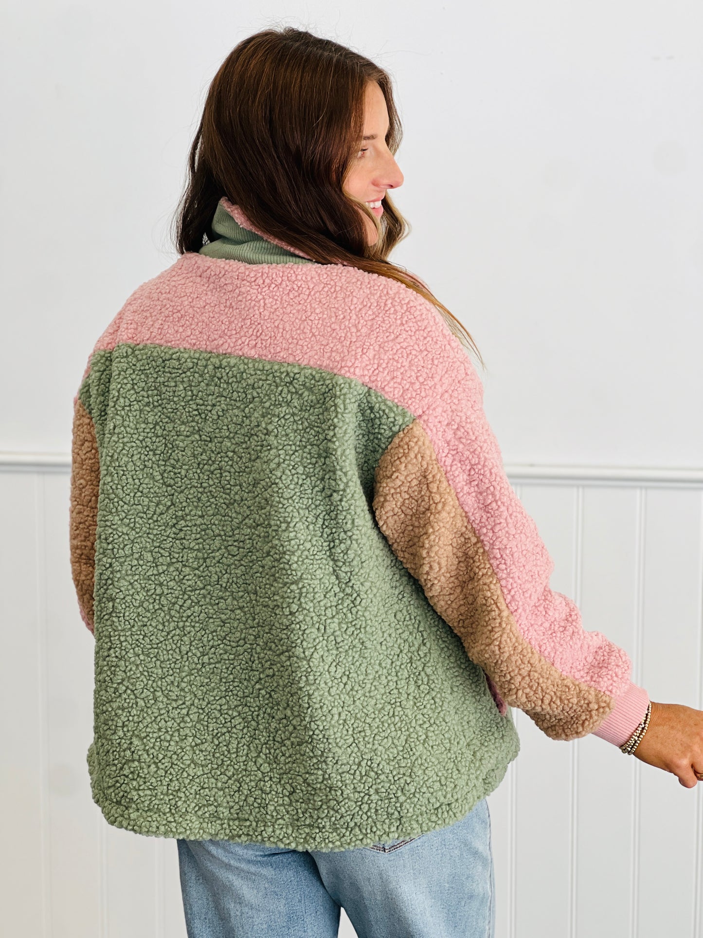 Sage/Rose Teddy Bomber Jacket (Reg.)