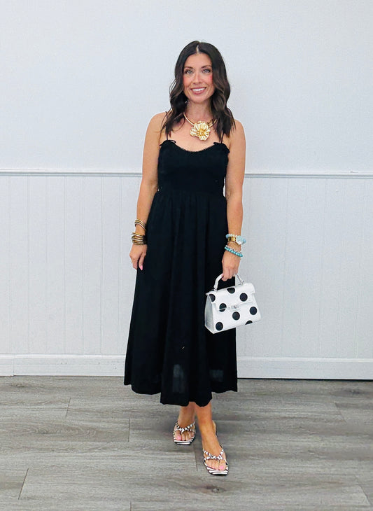 Black Beauty Strappy Midi Dress (Reg.)