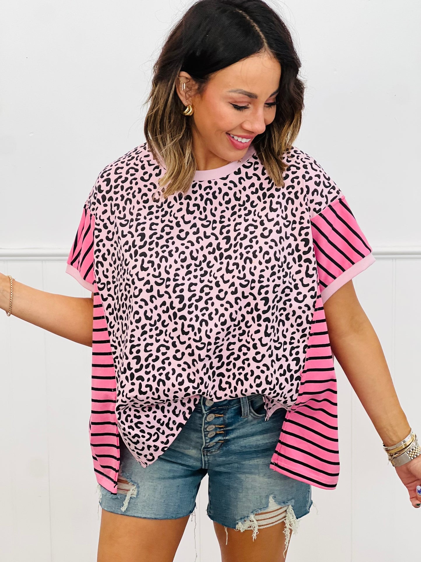 Leopard Stripe Boxy Top (Reg.)