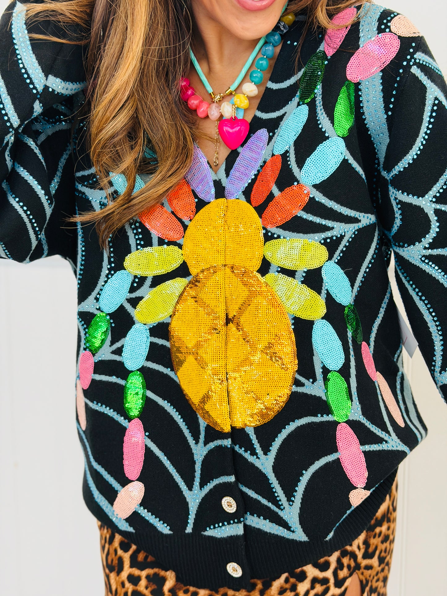 Queen Of Sparkles Black Multi Spider on Web Cardigan (Reg. and Plus)