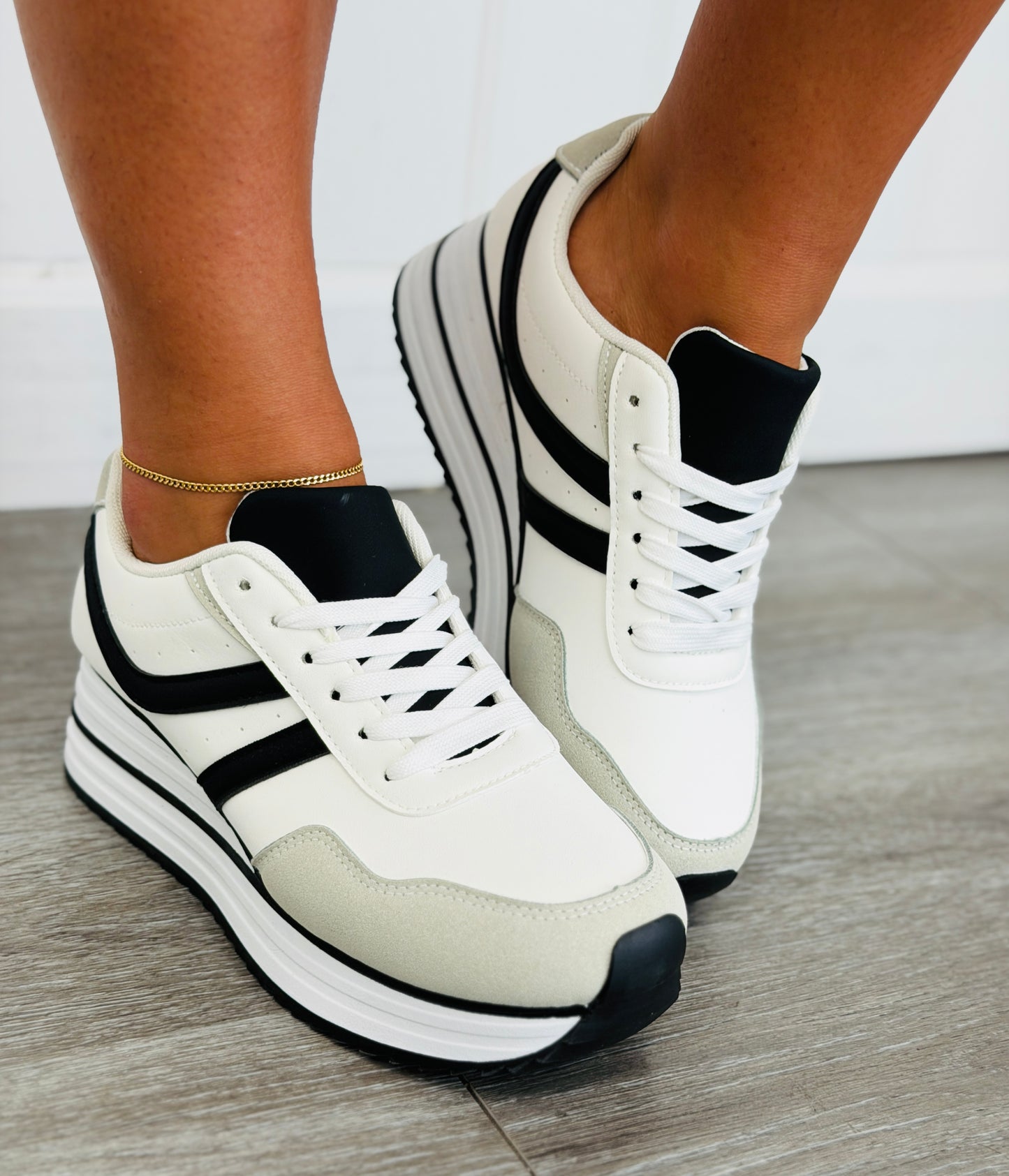Black & White Game Changer Platform Sneakers