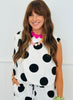 White/Black Polka Dot Top & Pants Set (Reg & Plus)