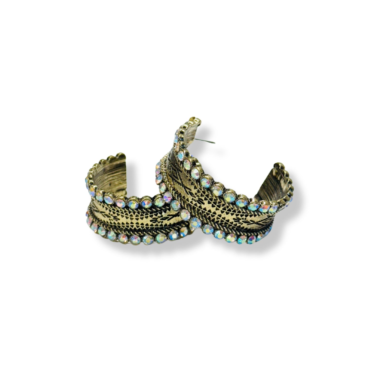 Antique Gold and Crystal Hoops