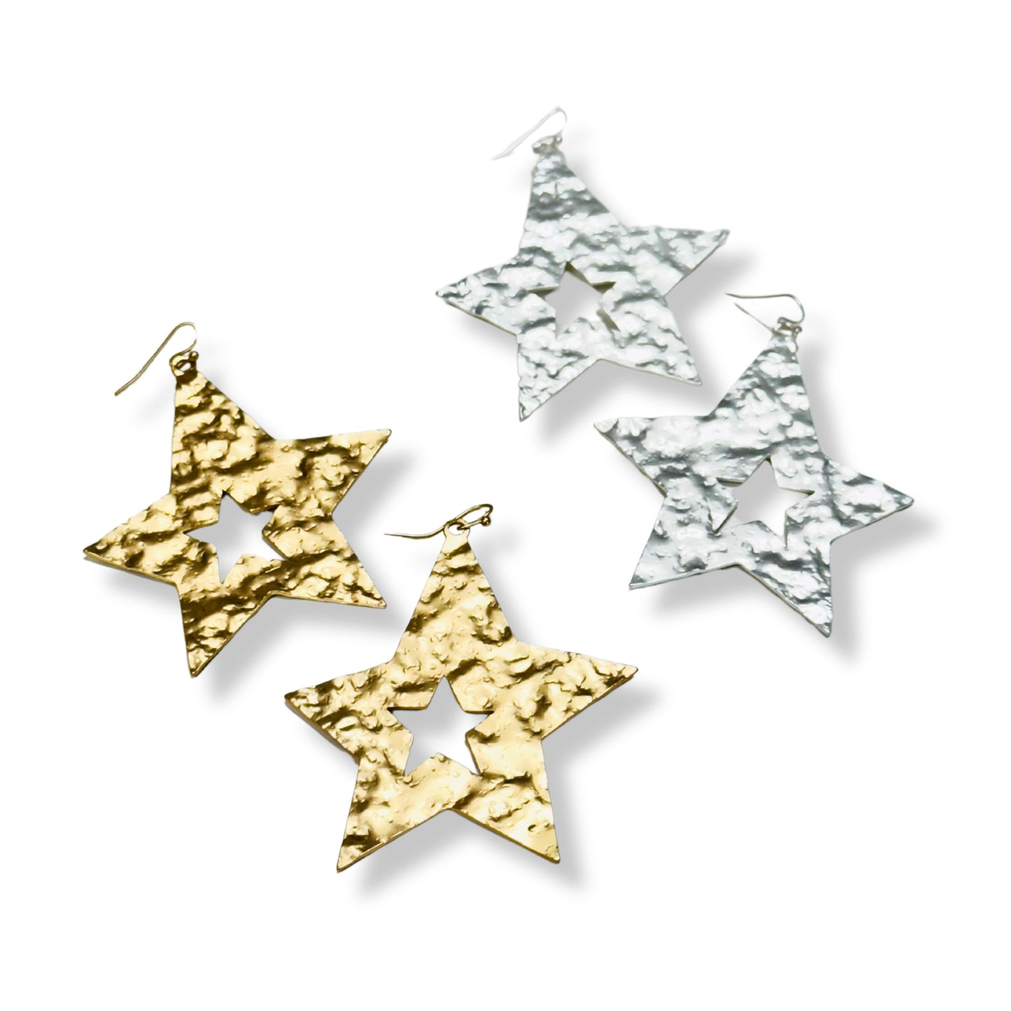 Hammered Star Earrings - 2 Colors!