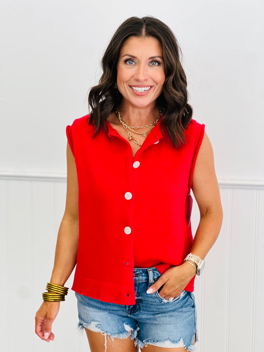 Cherry Rolled Edge Sleeveless Sweater (Reg.)