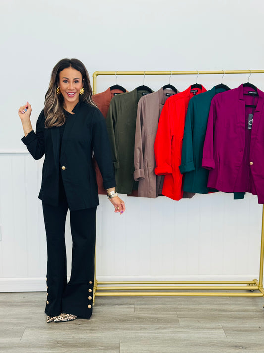 Dear Scarlett Gold Button Blazer (Reg. and Plus) - 7 Colors
