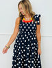 Navy/White Polka Dot Tiered Maxi Dress (Reg & Plus)