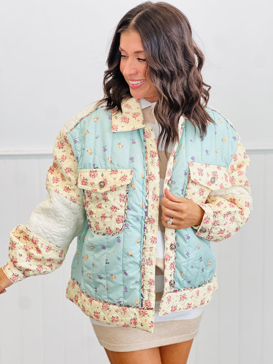 POL-Mint Multi Floral Quilted Jacket (Reg.)
