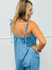 Medium Denim Polka Dot Pleated Jumpsuit (Reg.)