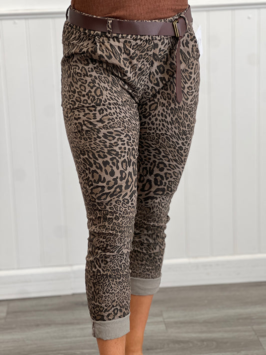 Leopard Belted Pants (Reg.)