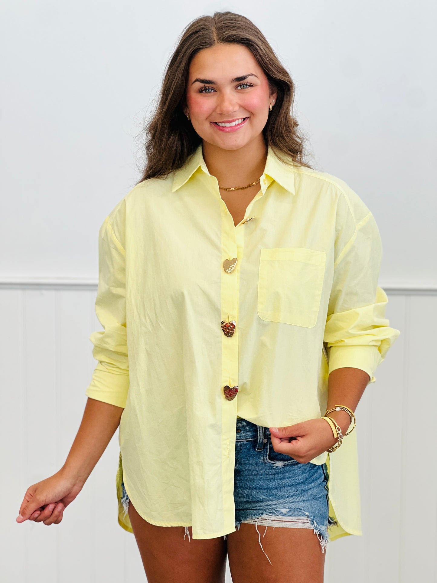 Heart Of Gold Button Blouse (Reg.) - 2 Colors