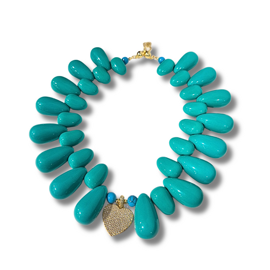 Cool Water Icon Heart Pendant Necklace