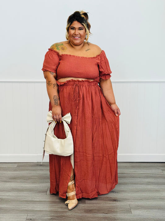 Marsala Gypsy Top & Maxi Skirt Set (Reg & Plus)