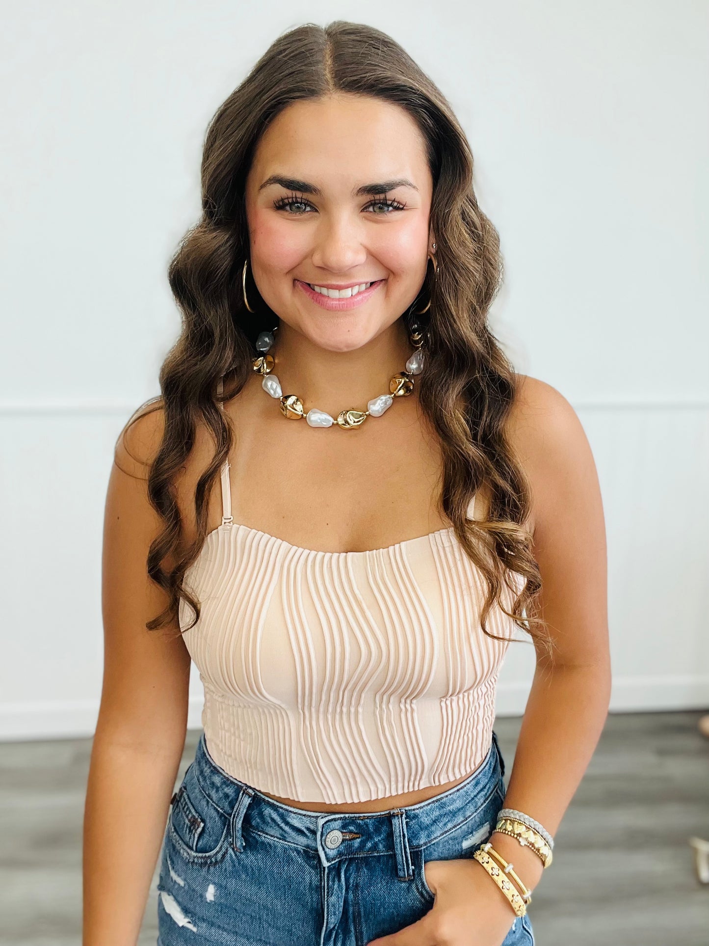 Blush Wavy Textured Bralette Tank Top (Reg.)