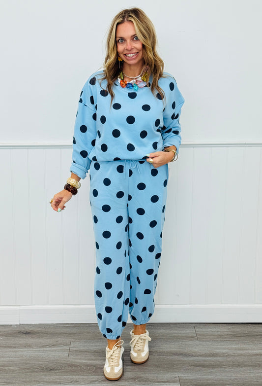 Sky Blue/Navy Polka Dot Sweatshirt (Reg.)