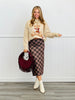 Chocolate Checkered Midi Skirt (Reg. & Plus)