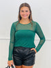 Green Rhinestone Mesh Top (Reg. and Plus)