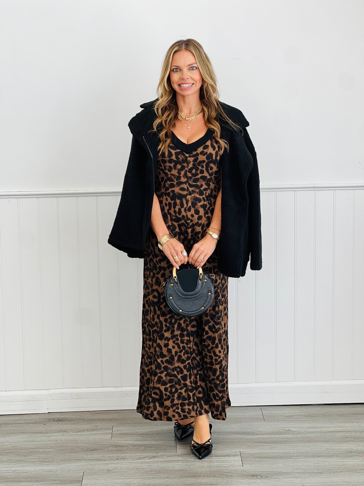Leopard Strap Shoulder Jumpsuit (Reg.)