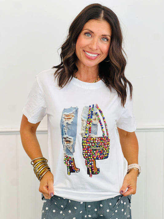 Talk To The Heels Studded Graphic Tee (Reg.)