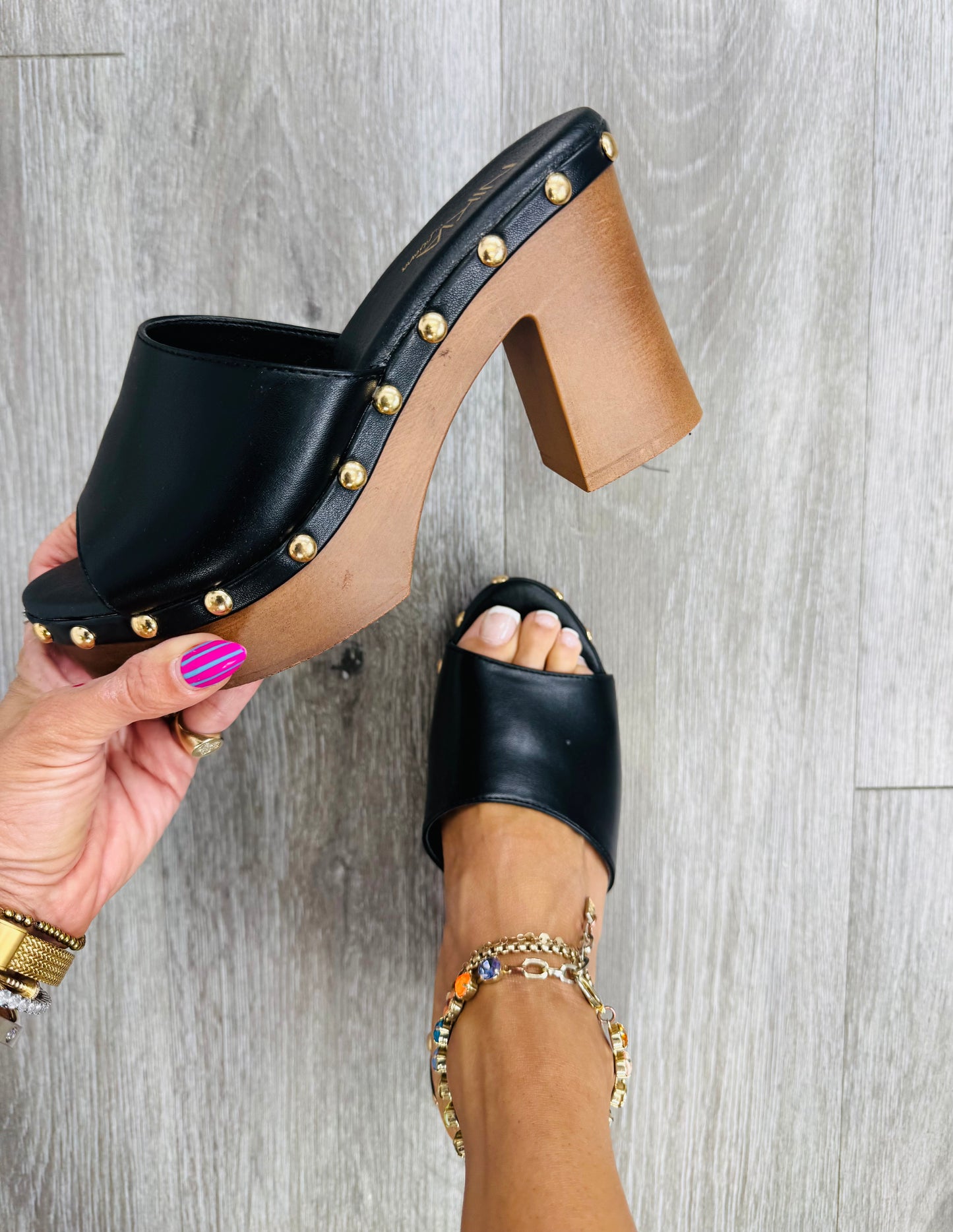 Black Stunningly Studded Heels