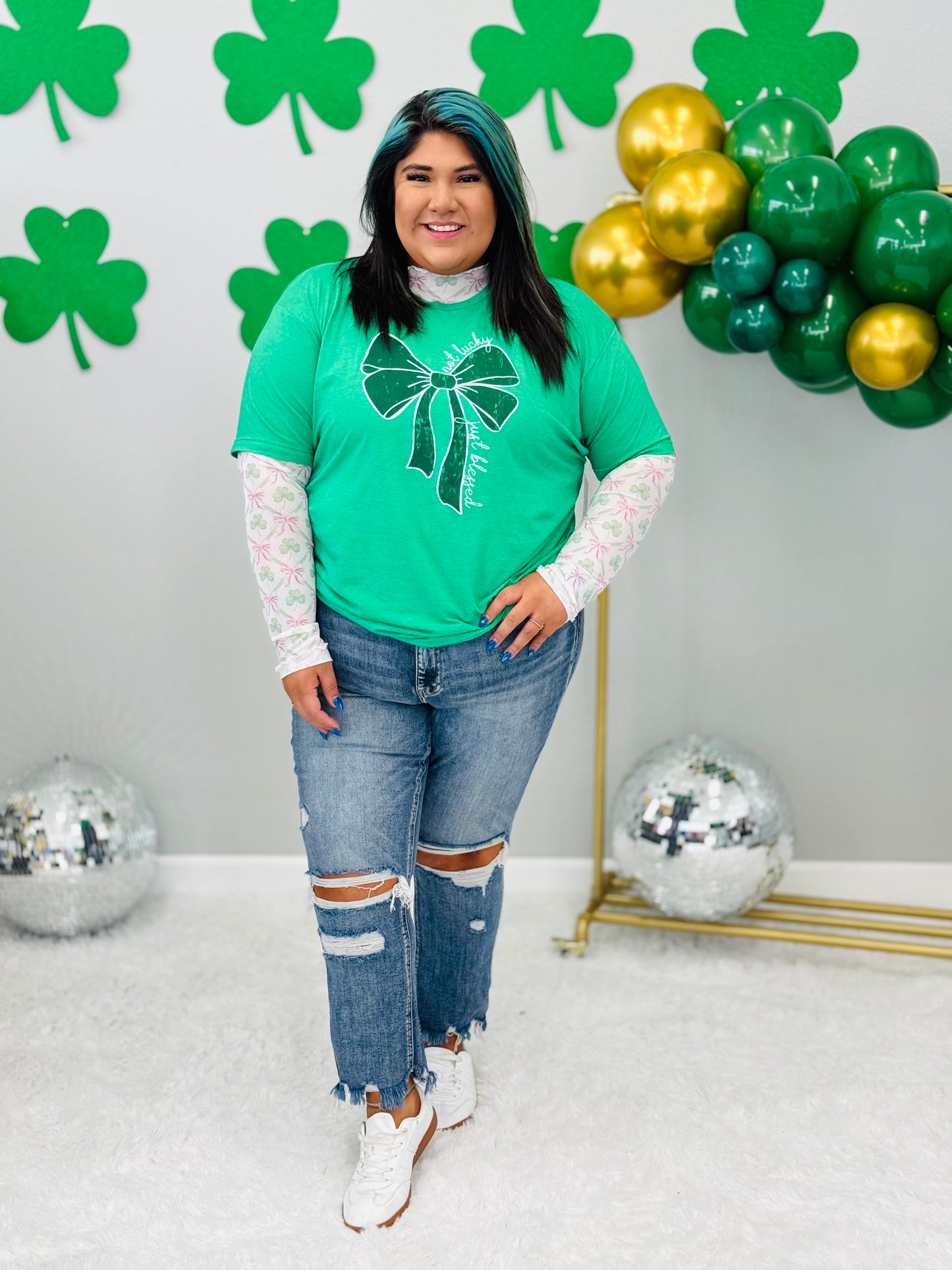 Coquette St. Patrick's Day Mesh LS Top (Reg. & Plus)