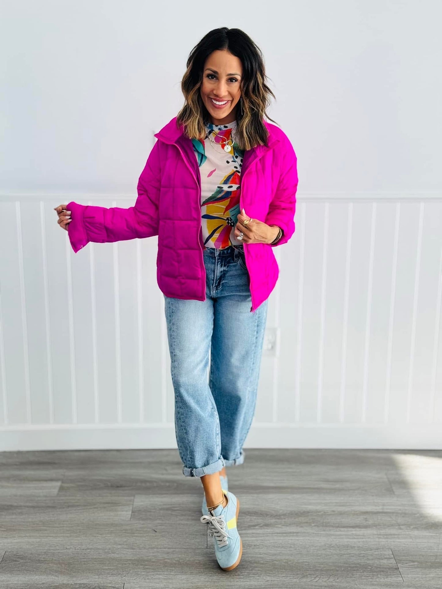 Tropical Print Mesh Top (Reg. and Plus)