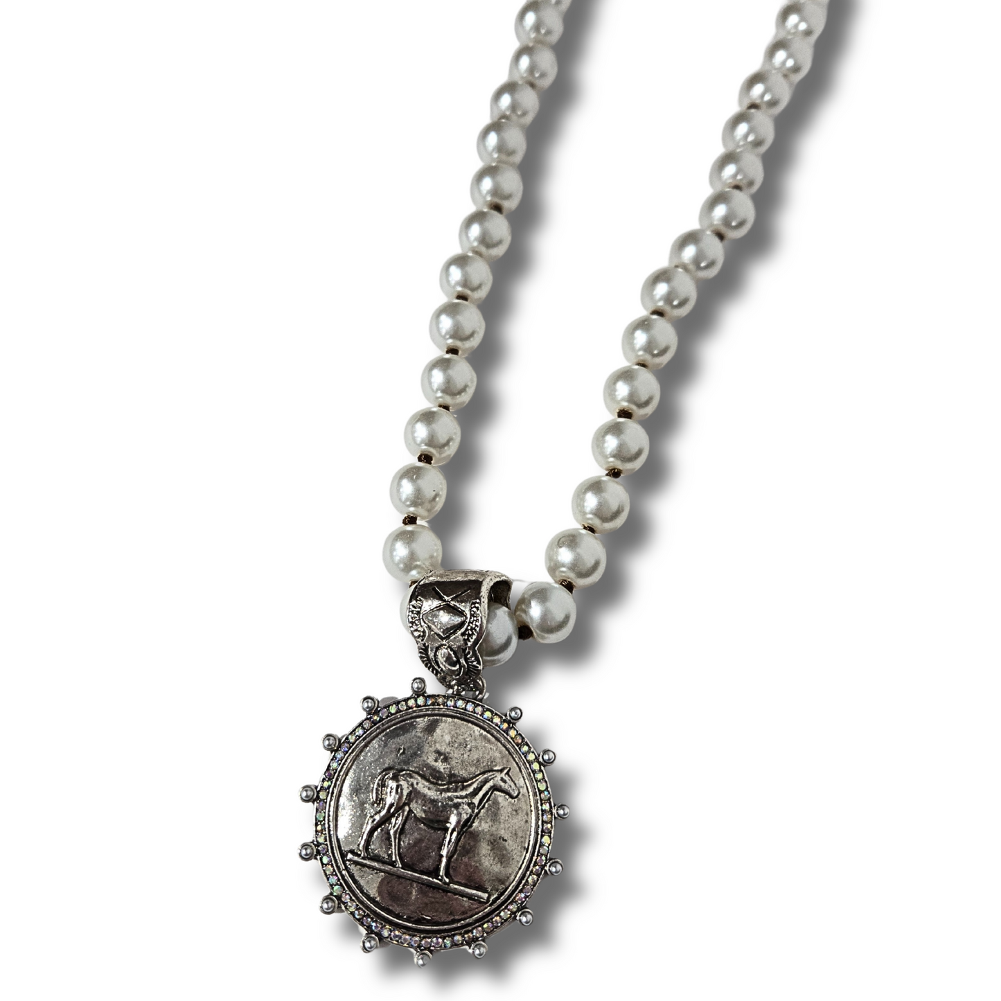 Pearl Pony Coin Necklace