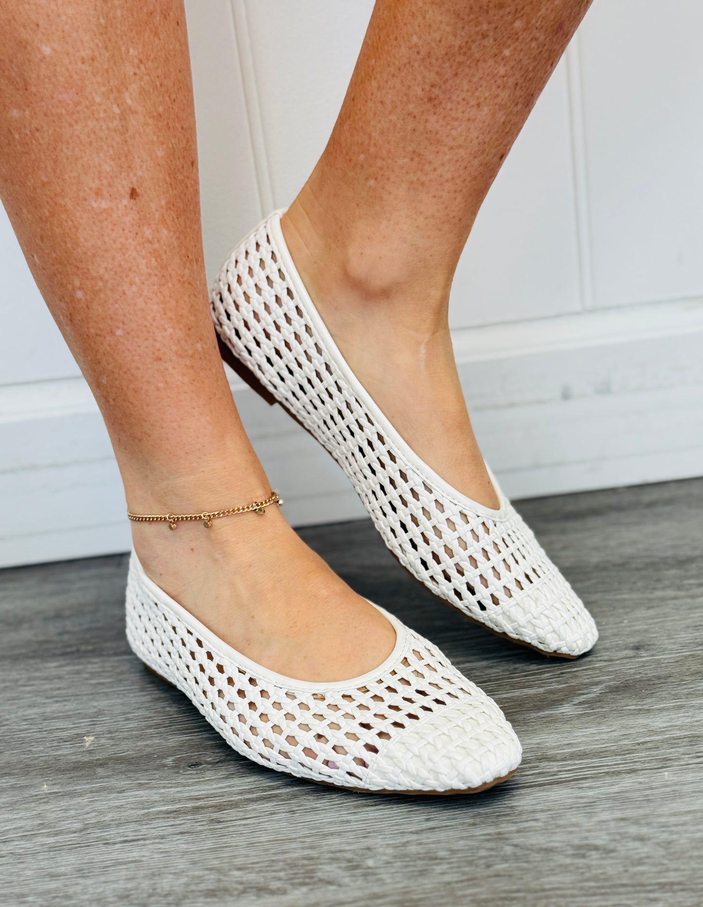White Riviera Open-Weave Flat