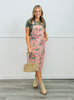 Pink Floral Print Overall Midi Dress (Reg & Plus)